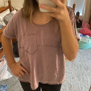 Casual Purple T-Shirt with Pocket